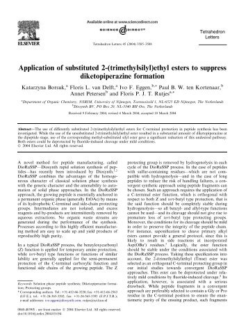 Application of substituted 2-(trimethylsilyl)ethyl esters to suppress ...