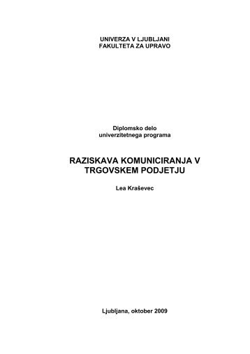 raziskava komuniciranja v trgovskem podjetju - Fakulteta za upravo ...