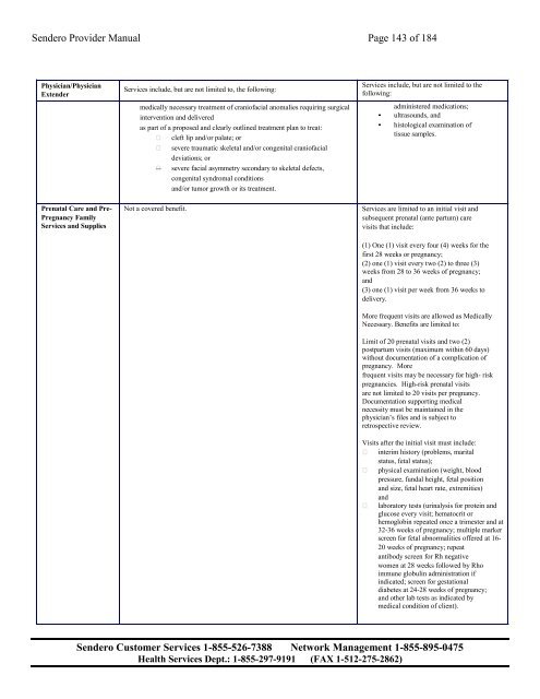 PROVIDER MANUAL - Sendero Health Plans