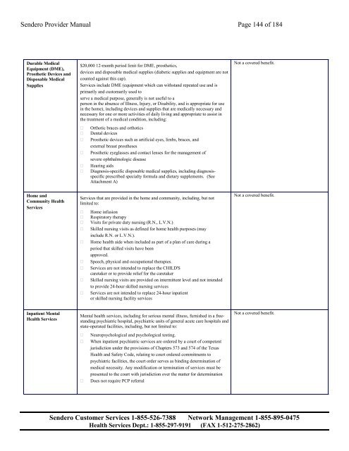 PROVIDER MANUAL - Sendero Health Plans