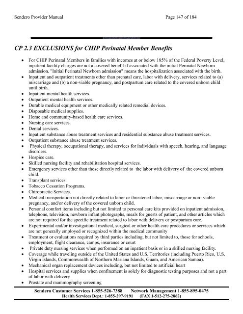 PROVIDER MANUAL - Sendero Health Plans