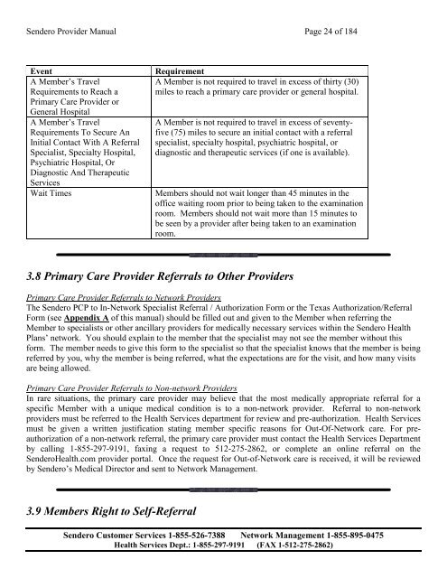 PROVIDER MANUAL - Sendero Health Plans