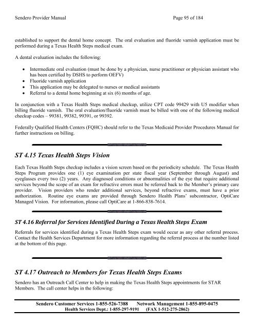 PROVIDER MANUAL - Sendero Health Plans