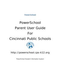 PowerSchool Parent User Guide For Cincinnati Public Schools