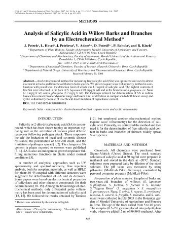 Analysis of Salicylic Acid in Willow Barks and Branches by an ...