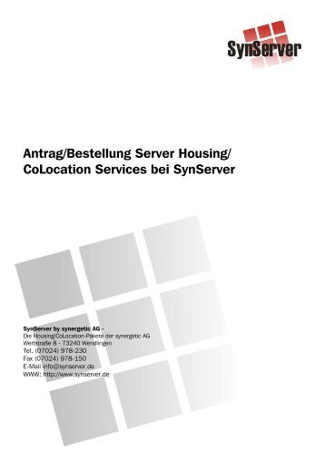 Bestellformular Server Housing/CoLocation - SynServer