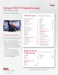 Verizon FiOS TV Channel Lineup
