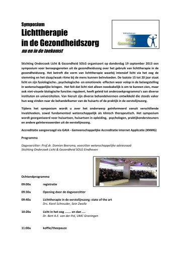 Lichttherapie in de Gezondheidszorg - Stichting Onderzoek Licht en ...