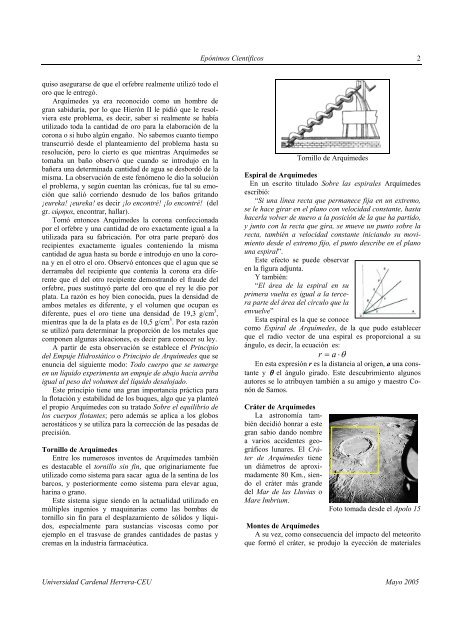 principio de arquÃ­medes, espiral de arquÃ­medes, tornillo