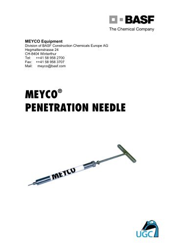 MEYCO Penetration Needle - BASF Construction Chemicals