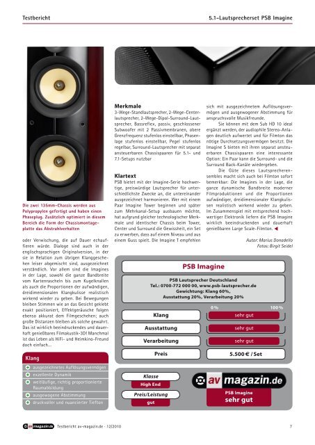 audio 10/11: Imagine Mini - PSB Lautsprecher Deutschland