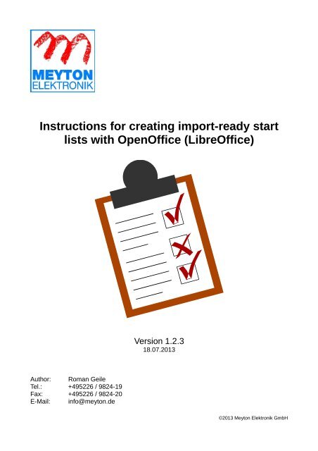 Instructions for creating import-ready start lists with ...