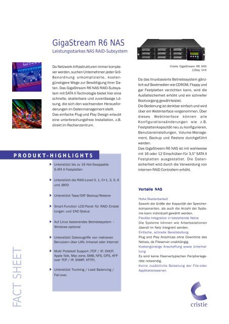 Cristie GigaStream R6 NAS - Cristie Data Products GmbH