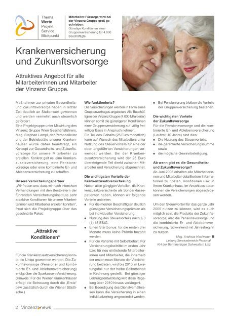 Vinzenz News: Ausgabe 2/05 - Vinzenz Gruppe