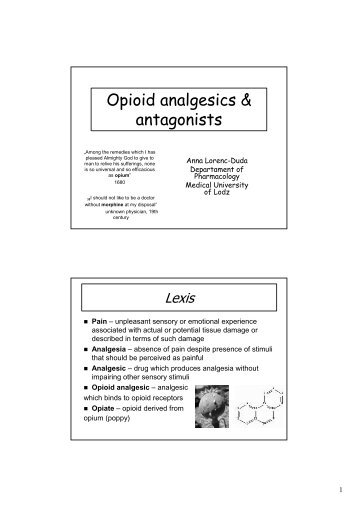 Opioid analgesics & antagonists