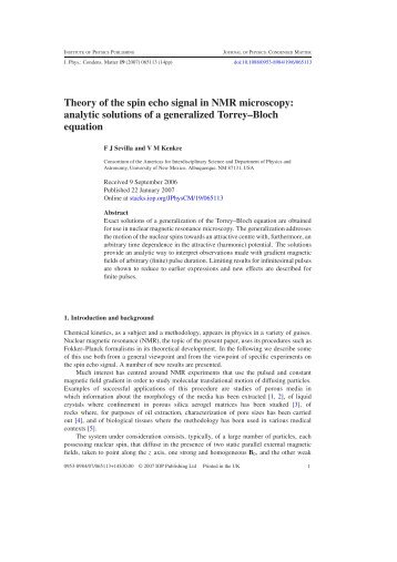 Theory of the spin echo signal in NMR microscopy - Physics and ...