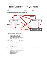 Rock Cycle Pre-Test Questions