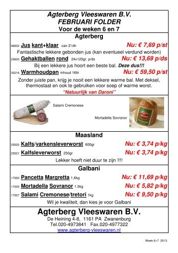 Nu: € 7,69 p/st - Agterberg Vleeswaren BV
