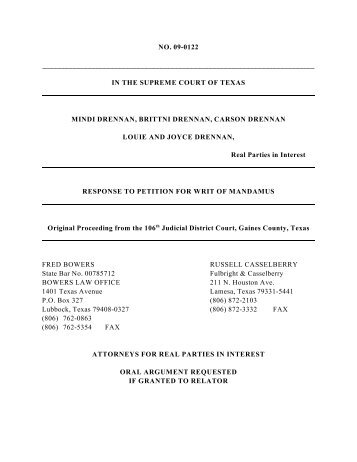 Response to Petition for Writ of Mandamus - Filed - Supreme Court ...