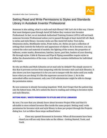 Setting Read and Write Permissions to Styles and - Autodesk ...
