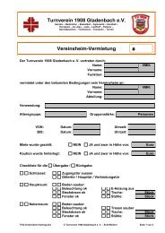 Vereinsheim-Vermietung - Turnverein 1908 Gladenbach eV