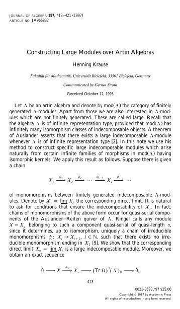 Constructing Large Modules over Artin Algebras