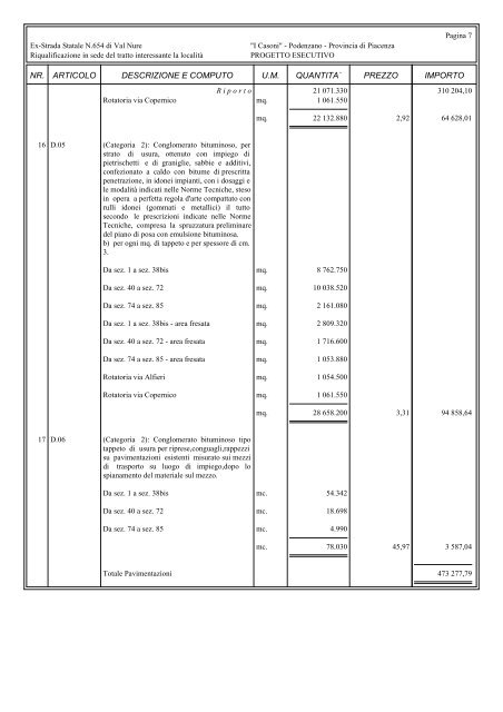 Computo Metrico Estimativo - Provincia di Piacenza