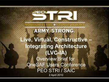 Live, Virtual, Constructive – Integrating Architecture (LVC-IA)