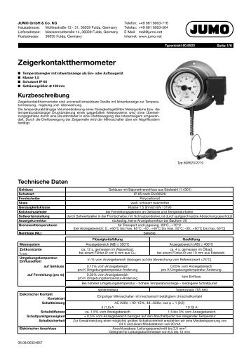 Zeigerkontaktthermometer - Jumo