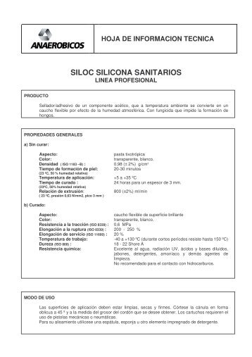 Siloc silicona sanitarios profesional-TDS-01 - AnaerÃ³bicos