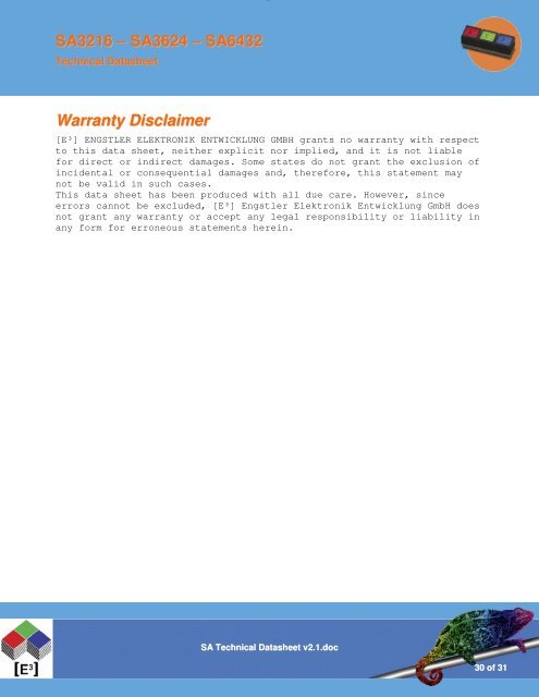 SA Technical Datasheet v2.1