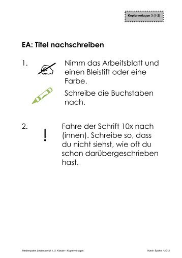 EA: Titel nachschreiben 1. Nimm das Arbeitsblatt und ... - PHBern