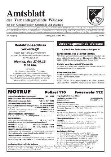 Kalenderwoche 20 - Verbandsgemeinde Waldsee