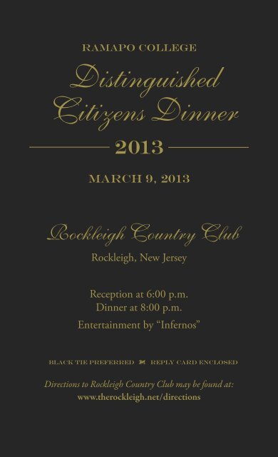 Distinguished Citizens Dinner - Ramapo College of New Jersey