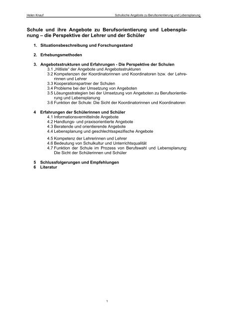 Schule Und Ihre Angebote Zu Berufsorientierung Und Lebenspla