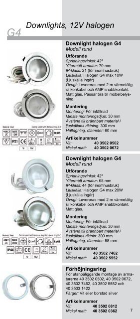 Downlights Halogen och LED - Gelia