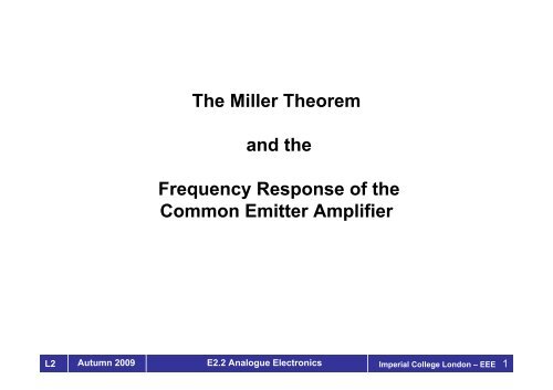 The Miller Theorem and the Frequency Response of the Common ...