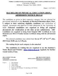 bachelor of physical education (hon.) - Indira Gandhi Institute of ...