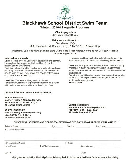 Blackhawk School District Swim Team