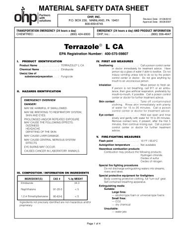 Terrazole L CA MSDS - OHP, Inc.