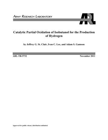 Catalytic Partial Oxidation of Isobutanol for the Production of Hydrogen