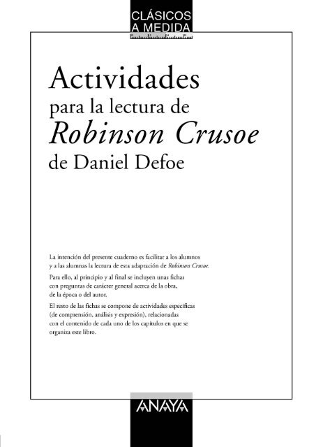 Actividades para la lectura de Robinson Crusoe - Anaya Infantil y ...