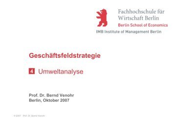 Geschäftsfeldstrategie Umweltanalyse - Prof. Dr. Bernd Venohr