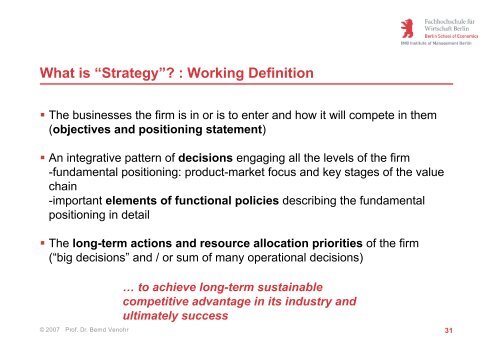 Strategic Management Course Overview and Strategy Concept
