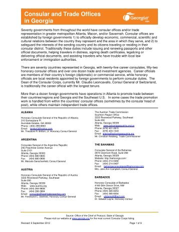 Consular and Trade Offices in Georgia - Georgia Department of ...