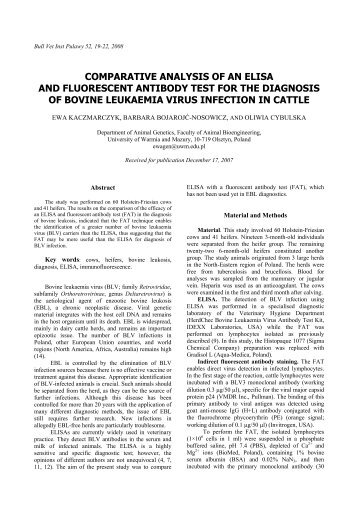 comparative analysis of an elisa and fluorescent antibody test for the ...