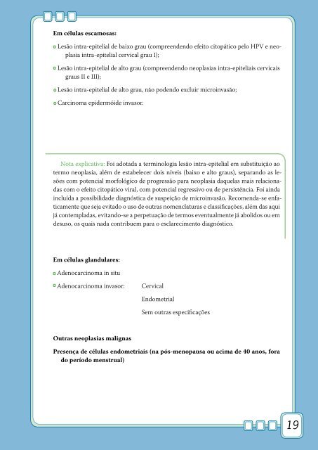 Nomenclatura brasileira para laudos cervicais e condutas