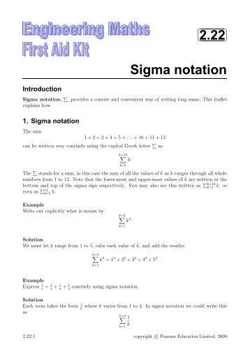 Worksheets Sigma Notation Worksheet worksheet 4 6 sigma notation 2 22 mathcentre