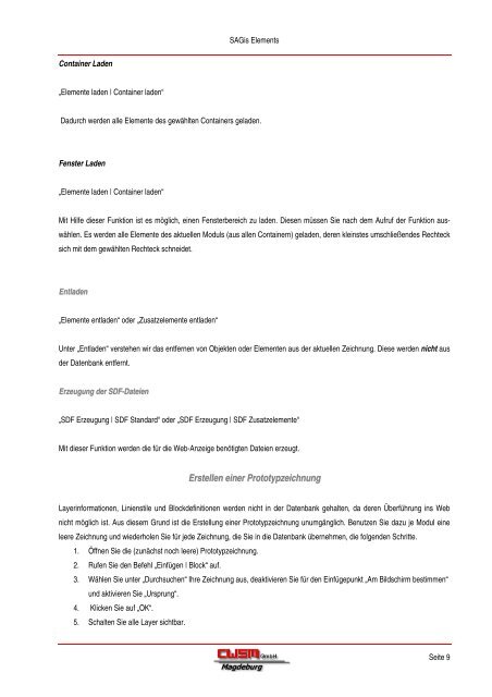 Sagis elements Dokumentation - CWSM Gmbh