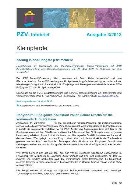 PZV- Infobrief Ausgabe 3/2013 - Pferdezuchtverband Baden ...